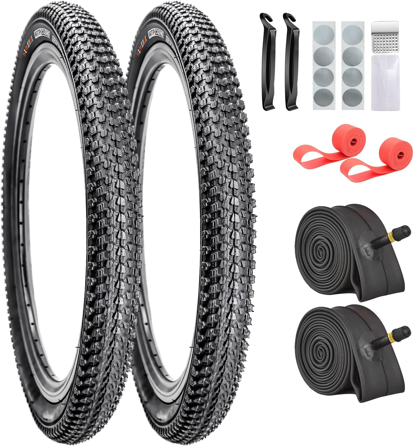 SIMEIQI 2 Pack 26"x1.95" 26"X2.125" Inch 60TPI Bike Tires with or Without Inner Tubes and Levers for Mountain Replacement City Road Trails Bicycle Tires