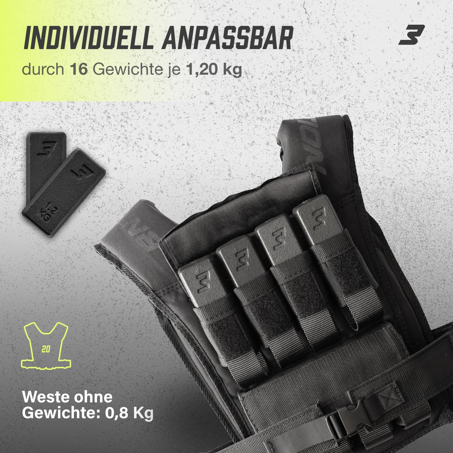 Müller und Blum Gewichtsweste 10 kg und 20 kg für Herren und Damen, Verstellbare Weight Vest aus 1000D Cordura, herausnehmbare Metallgewichte, Trainingsweste für Krafttraining, Calisthenics & CrossFit