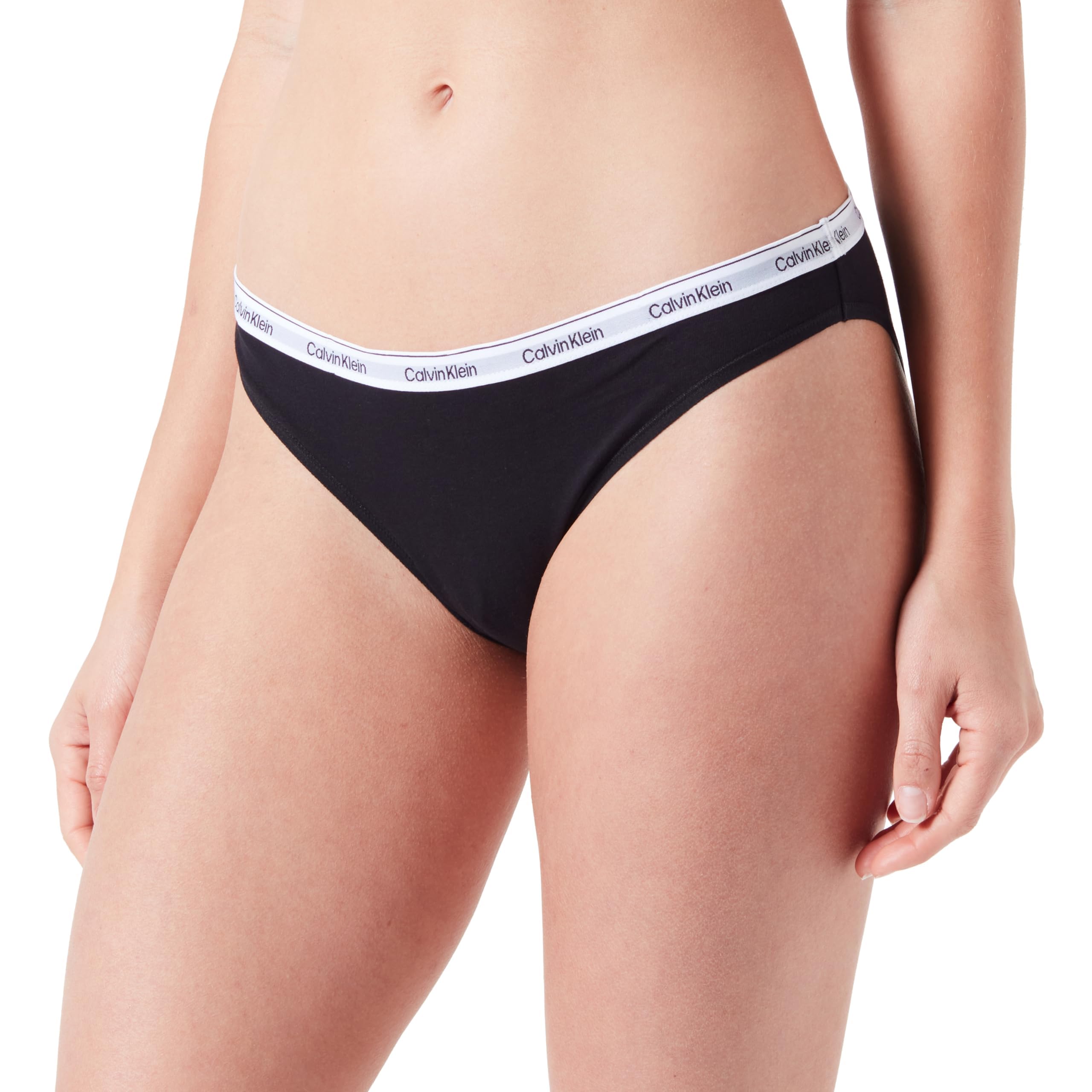 Calvin Klein Women’s Bikini Briefs with Logo Waistband, Black (Black), XS