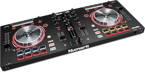 Numark Mixtrack Pro 3 | All In One 2 Deck DJ Controller for Serato DJ Including an On board Audio Interface, 5 inch High Resolution Jog Wheels and Serato DJ Intro & Prime Loops Remix Tool Kit