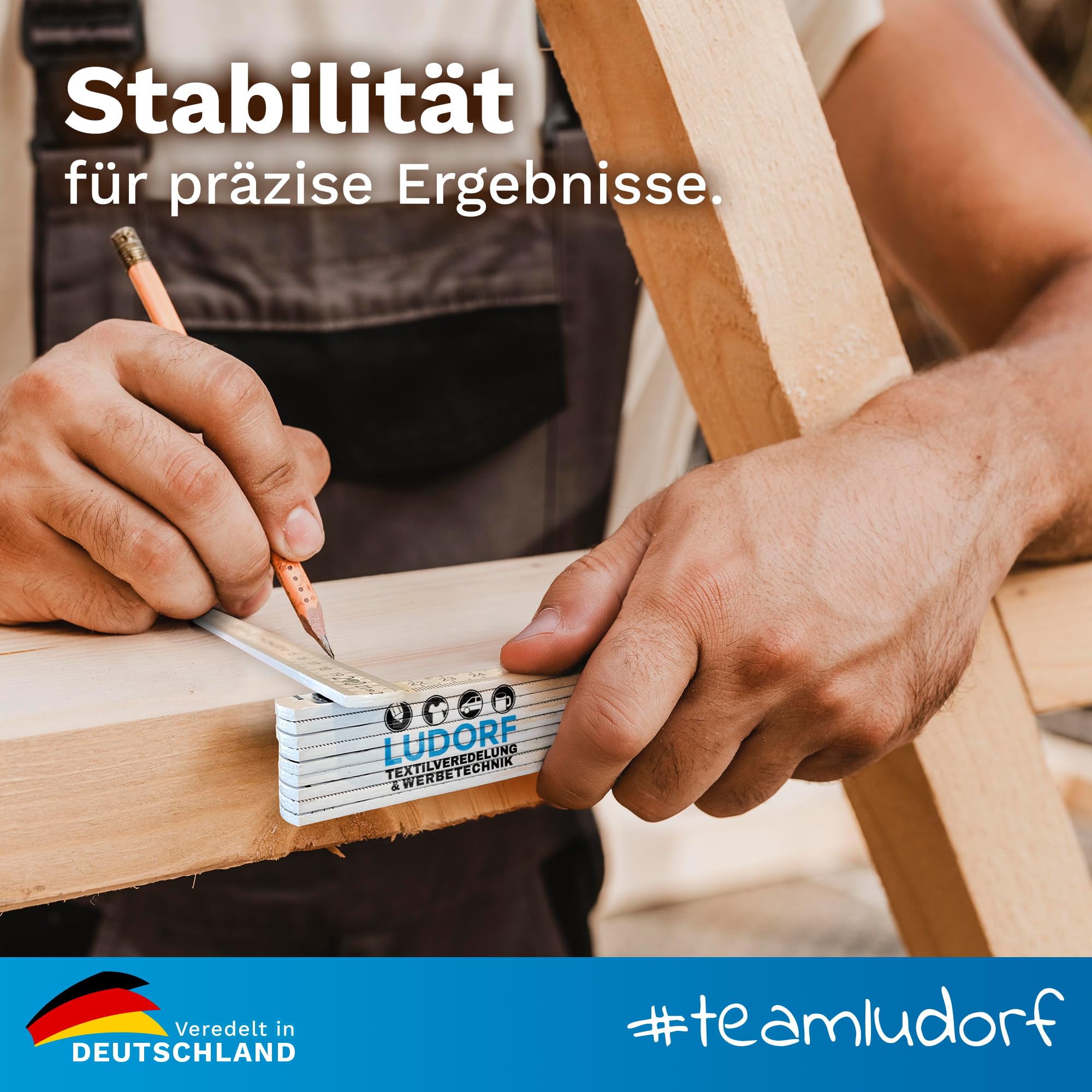 Zollstock 2m Weiß personalisiert mit Namen oder Logo - Werkzeug Geschenk für Männer