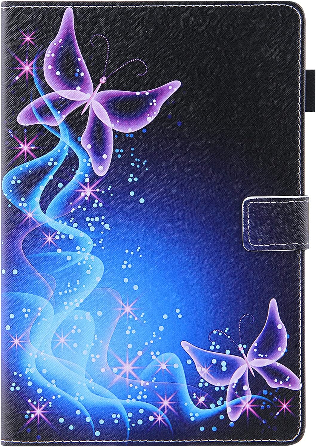 Case for Amazon Kindle Fire HD 10/10 Plus Tablet (Fits 11th Generation, 2021 Release) 10.1" with Pencil Holder/Stand/Pockets/PU Leather Shockproof Cover [Auto Sleep/Wake],Purple Butterfly