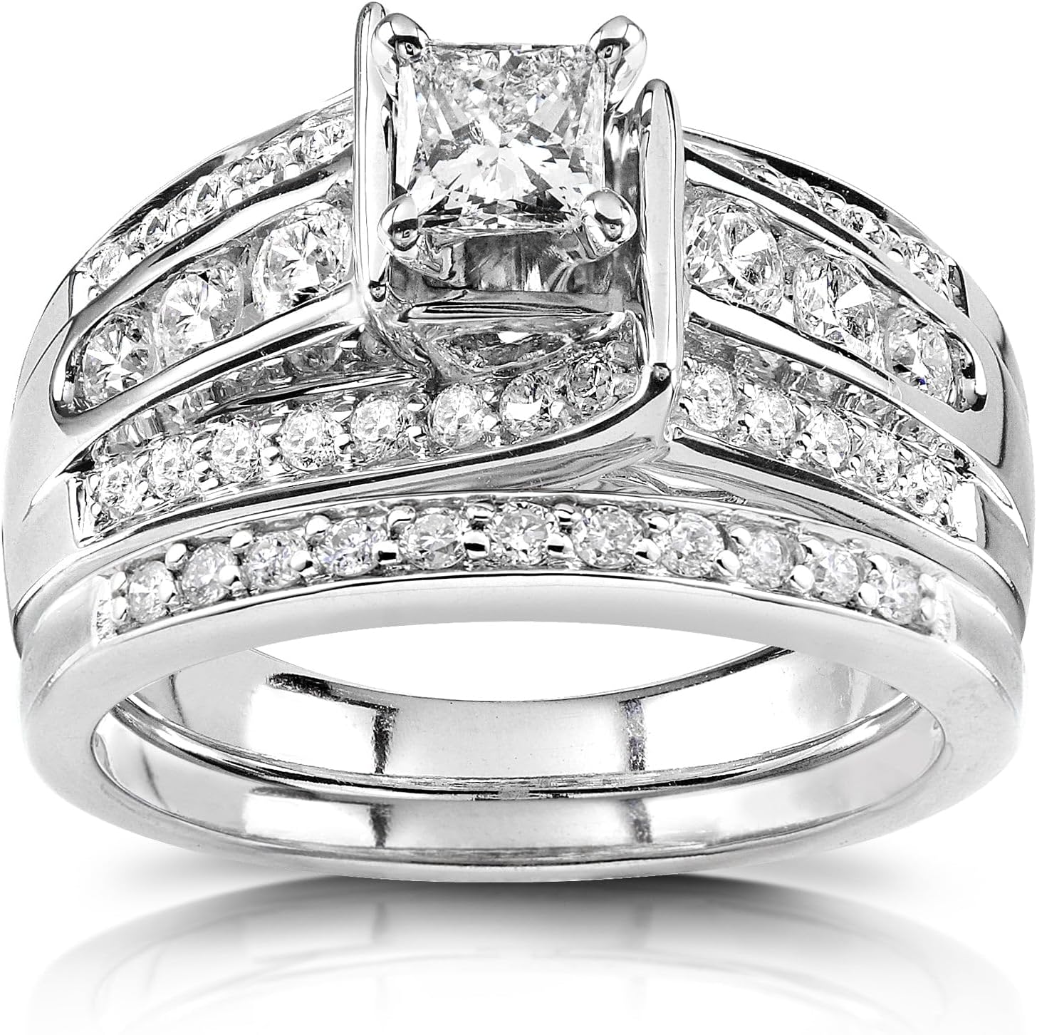 Kobelli Princess Diamond Wedding Ring Set 1 Carat (ctw) in 14K White or Yellow Gold