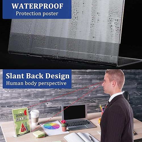 Miniatura 4 de Soporte de acrílico inclinado de 8 x 11 pulgadas, soporte de exhibición de papel transparente para documentos de folleto, soporte de exhibición de