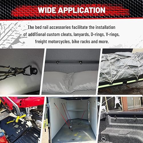 Vista 6 de RED WOLF Paquete de 4 anclajes de anillo en V para carga, en acero negro con revestimiento en polvo negro, con capacidad de 454 kg, para montaje