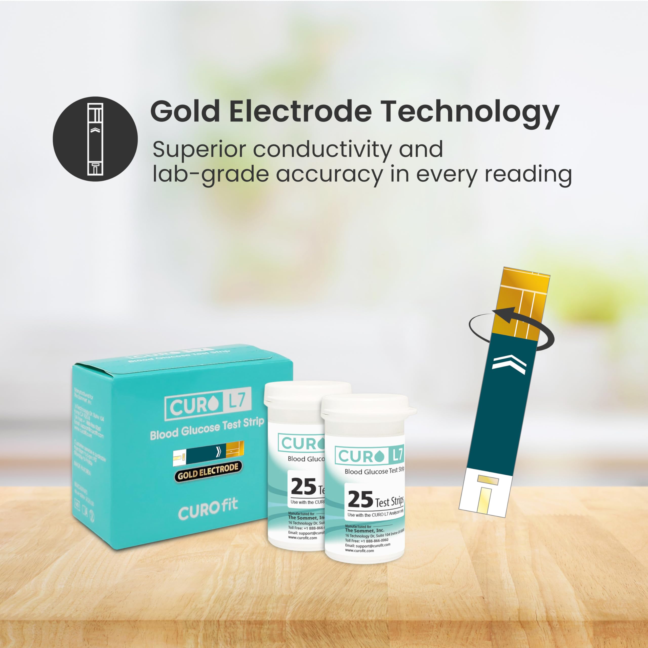 Amazon.com: CURO L7 Glucose Test Strips, 100 Count (4 Vials of 25), Gold  Electrode, for CURO L7 Meter Only, No Coding, GDH-FAD Enzyme, Accurate  Blood Sugar Testing at Home (Device NOT Included) :