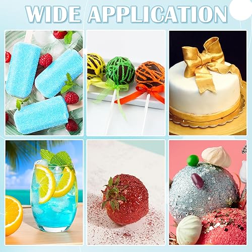 Miniatura 6 de Juego de aerosol comestible con purpurina para bebidas, cerveza, cóctel, fondant, cupcakes, fresas, chocolates, decoraciones de pasteles, colorante