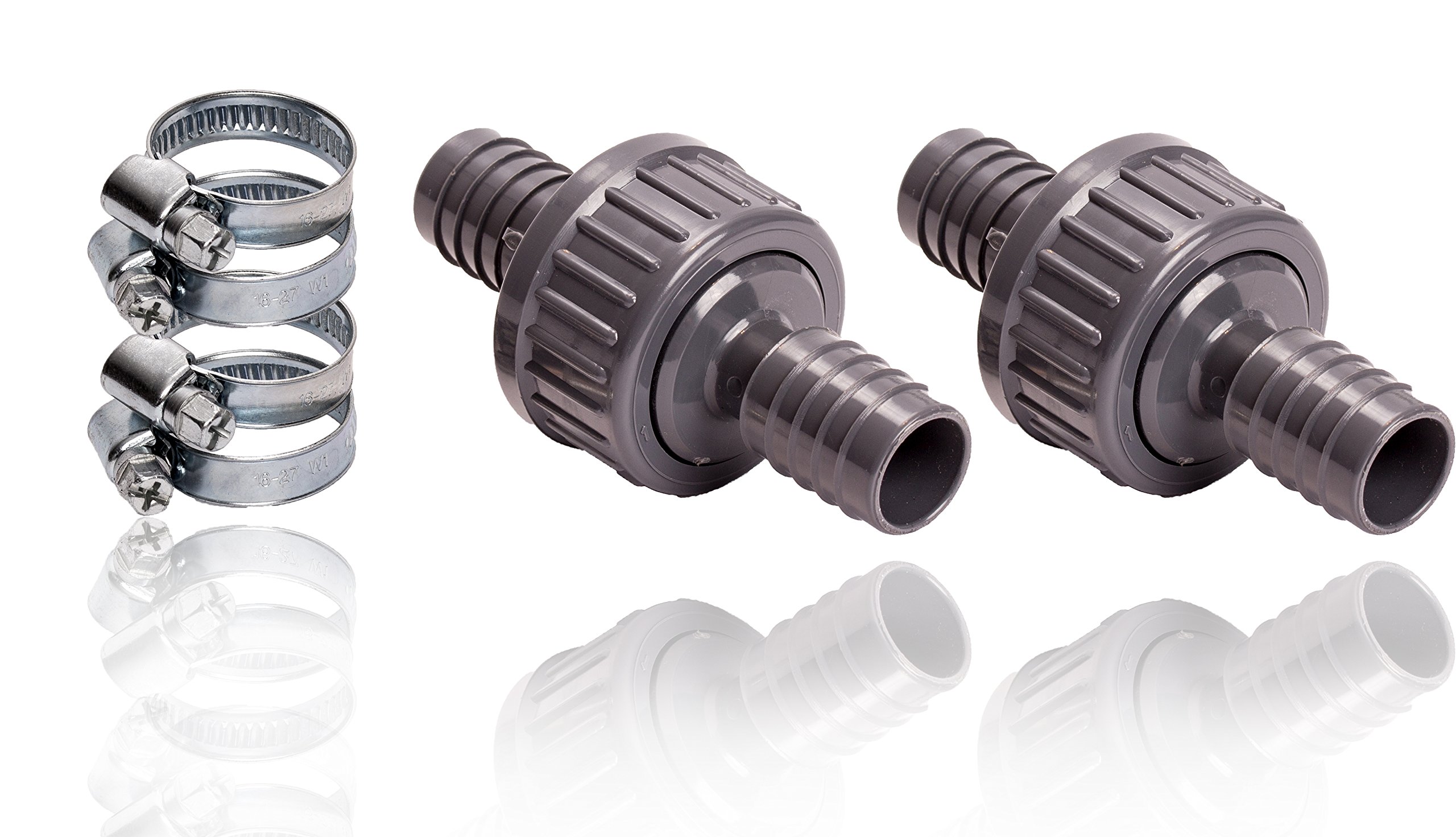 2X valvola di ritegno Pangea Tech da 21 mm, Set con 4 Fascette stringitubo, per Acqua e Aria, impedisce Il riflusso delle acque reflue dalla Lavatrice