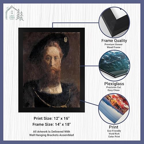 Miniatura 2 de Retrato de hombre renacentista de cabaña perdida por Benjamin Constant  Impresión en marco plano negro  Reproducción de pinturas de obras de arte