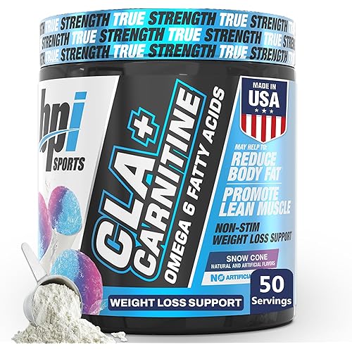 BPI Sports CLA+Carnitine – CLA L Carnitine & Linoleic Acid – L Carnitine Supplement for Weight Loss, Metabolism & Lean Muscle – Caffeine Free – Snow Cone – 50 Servings – 12.34 oz