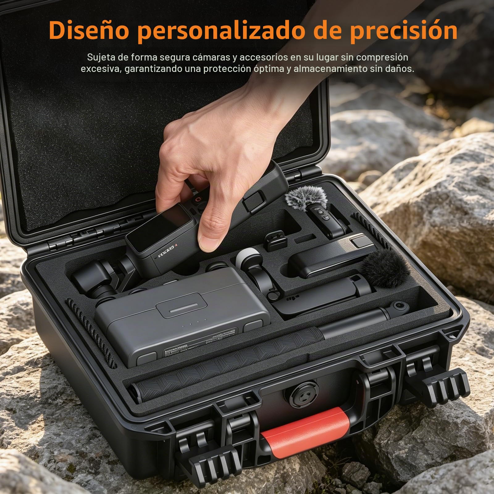 AMAZEAR Funda Impermeable para dji Osmo Pocket 4 Accesorios y cámara, Funda Protectora en diseño rígido, Especialmente diseñada para el Kit Osmo Pocket4, con Correa de Mano y mosquetón