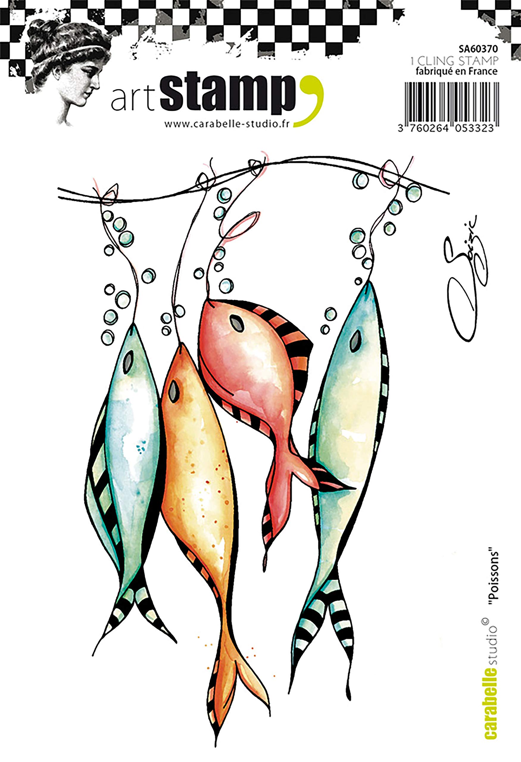 Carabelle StudioCling Art, Fishes, for Paper Craft Stamping Projects, Cardmaking and Scrapbooks, A6