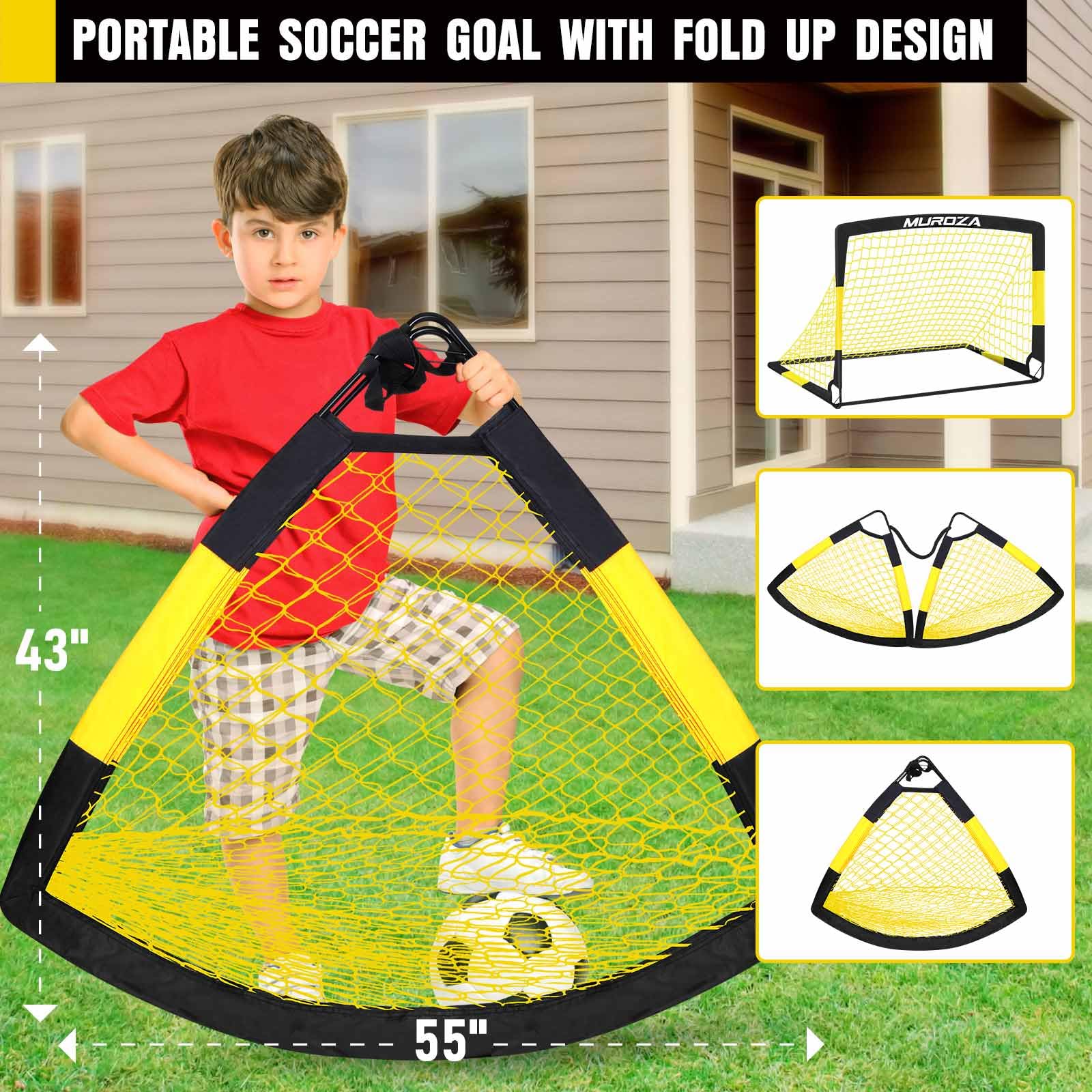 Soccer Goal, Kids Soccer Goals for Backyard Set, Pop Up Soccer Net view 8