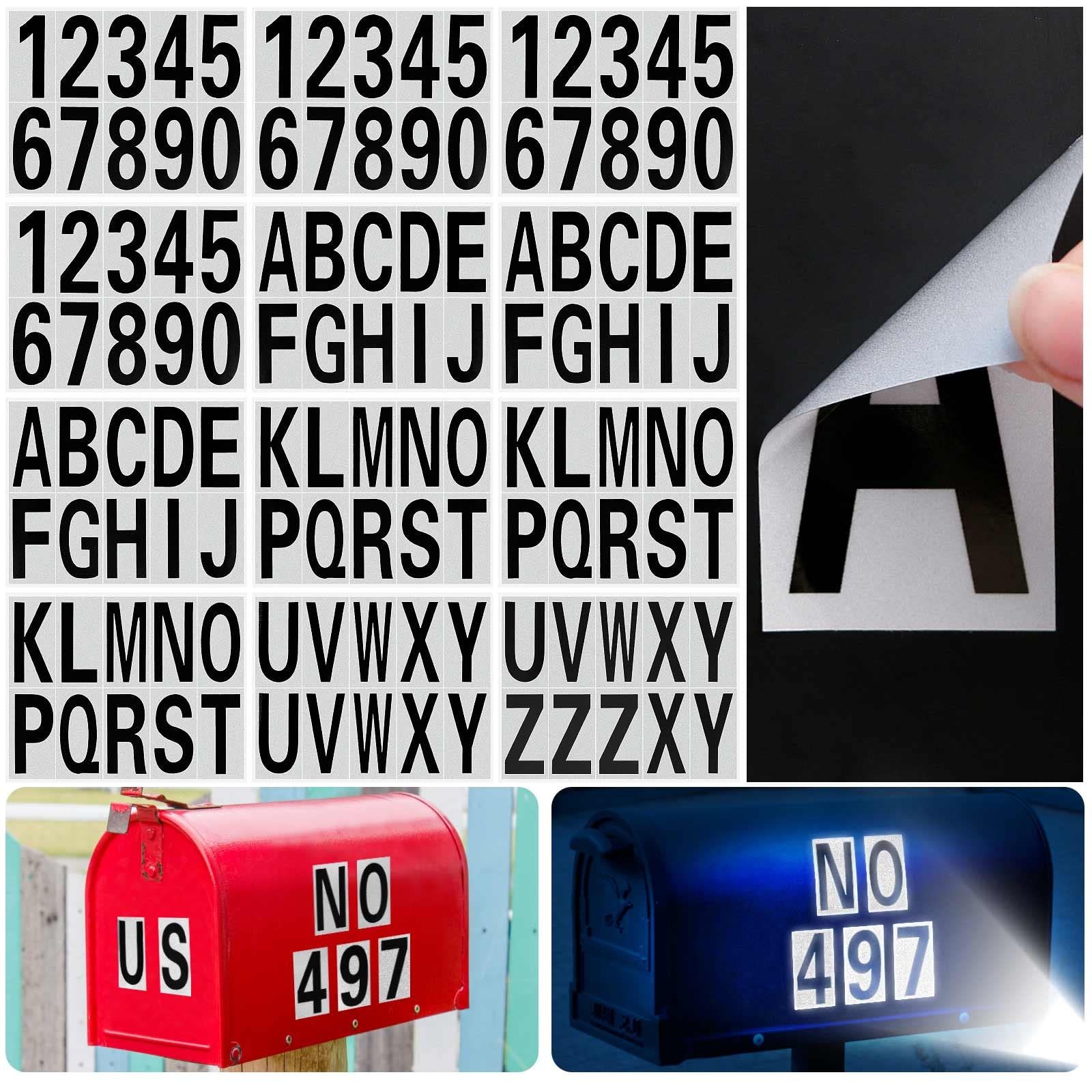 Seloom 118 Pieces Reflective Mailbox Numbers and Letters Stickers,Self-Adhesive vinyl numbers letters Stickers Decals Pre-Spaced Waterproof for