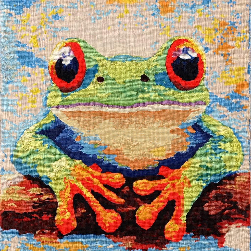 Taxpy Latch Hook Kits, Animal Frog Pillow DIY Rug Crochet Hook Cushion Making Kits Preprinted Pattern Canvas Handmade Rug Pillow Hooking Kit 43x43cm