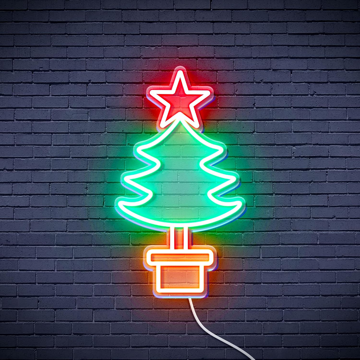 ADVPRO Christmas Tree Flex Silicone LED Neon Sign - White & Yellow - st16s32-fnu0163-wy