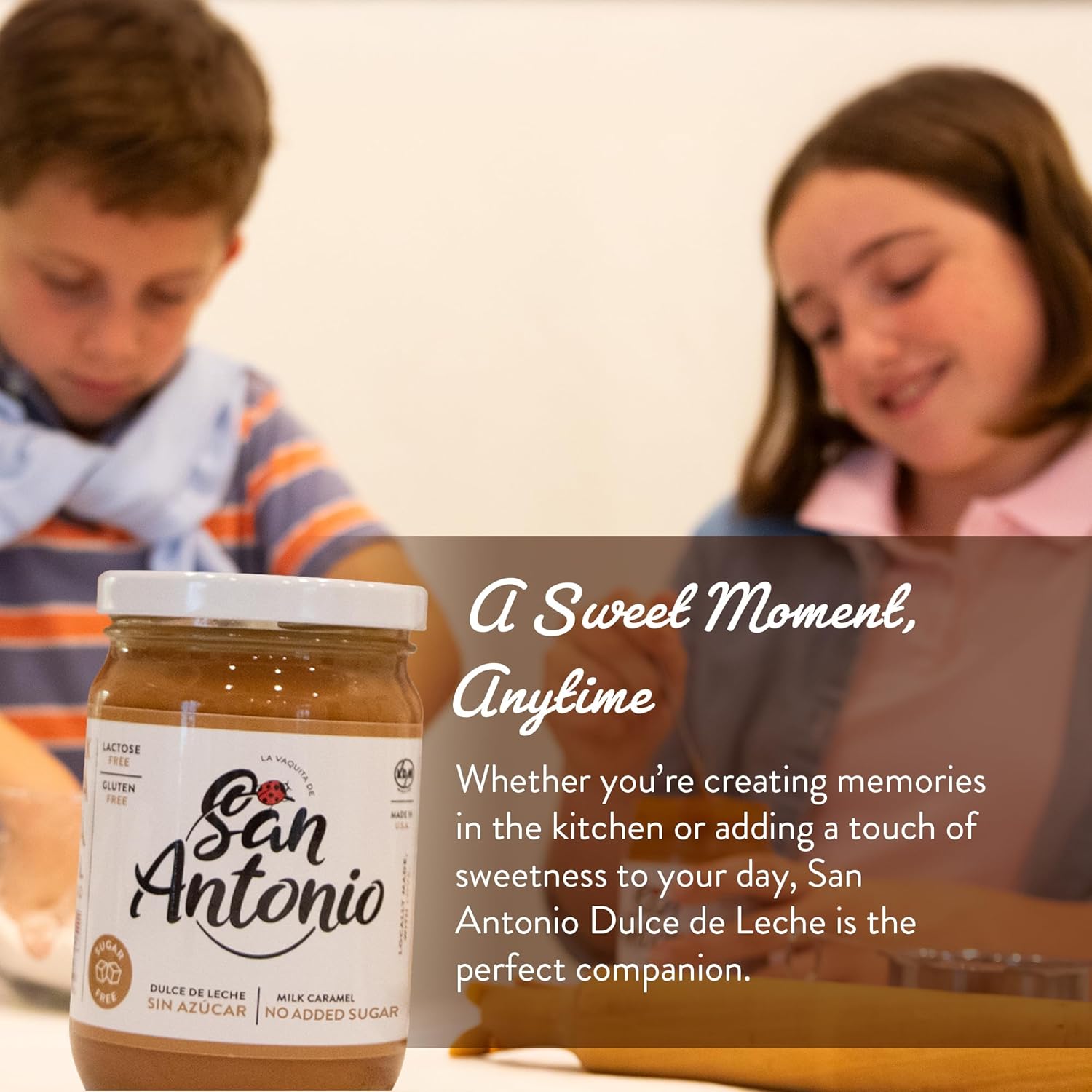 San Antonio No Added Sugar Dulce de Leche Classic Milk Caramel Spread - Gluten & Lactose Free Dessert Filling & Toppings, Ideal for Ice Cream, Cake, Coffee, Pancakes, Fruit Dip - 15 oz