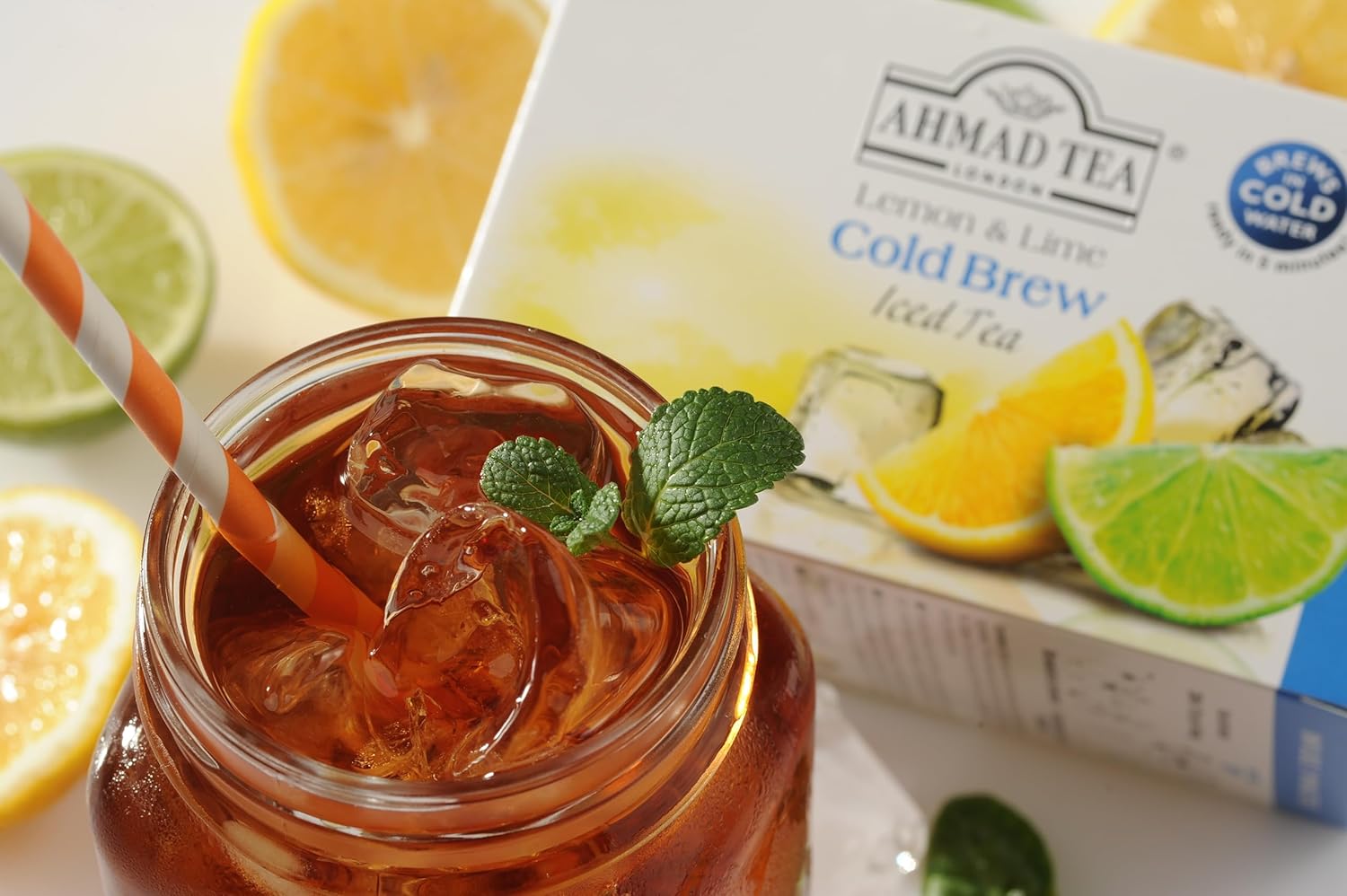 Ahmad Tea Black Tea, Cold Brew Lemon and Lime Teabags, Iced Tea, 20 ct (Pack of 6) - Caffeinated and Sugar-Free