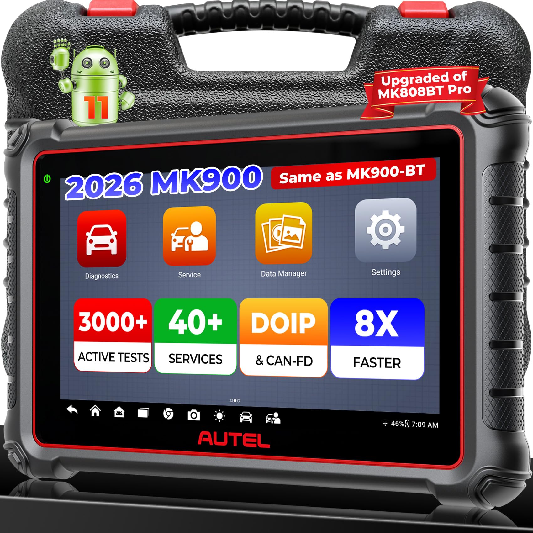 Autel Scanner MaxiCOM MK900, 2026 MK900 Scan Tool Same as MK900BT, Up of MK808S MK808BT PRO, MaxiCheck MX900, MX808S, 40+ Service, 3000+ Active Tests, All System Diagnose, CAN-FD&DOIP, OS 11, FCA SGWG