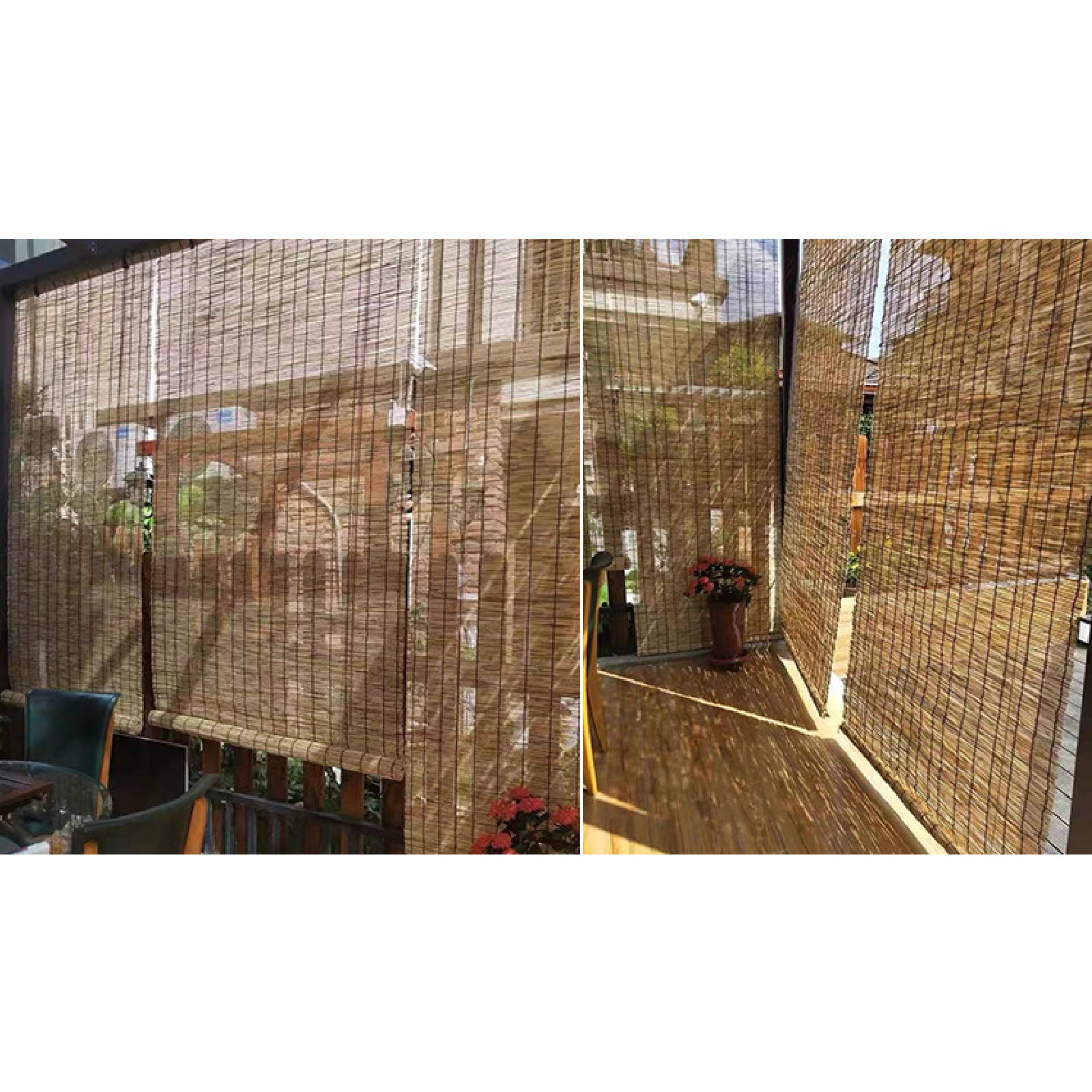 Store Enrouleur Bambou,Rideaux en Roseau,Rideau de Paille,Store Anti-Regard,Rétro-Décoratifs,Facile à Installer,Personnalisable,pour Intérieur/Extérieur (150 * 230cm/59 * 91in)