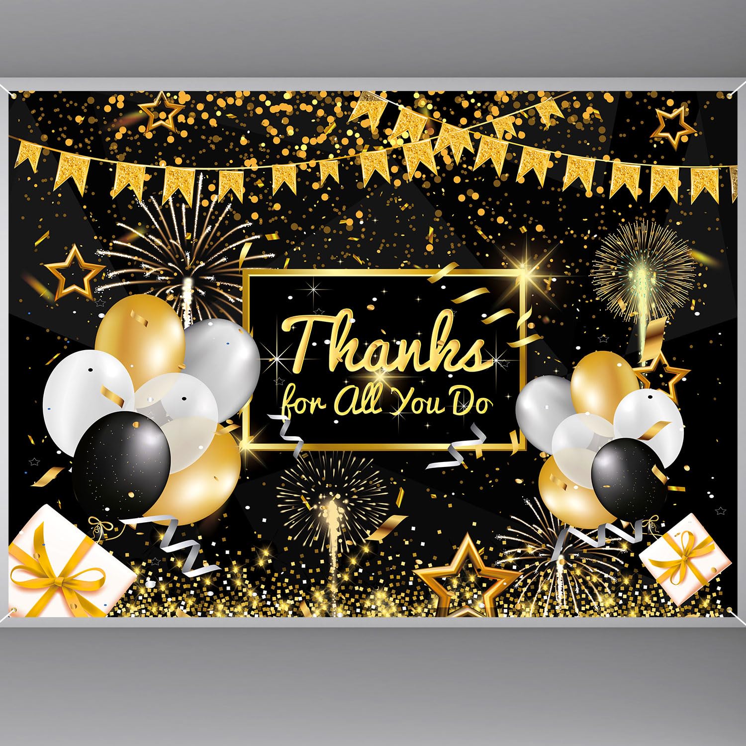 Thanks for All You Do Backdrop 7x5ft Glitter Thank You Background Appreciation Banner Thanks Party Decorations Photography Photo Props for Staff Teacher Doctor Nurse Party Supplies