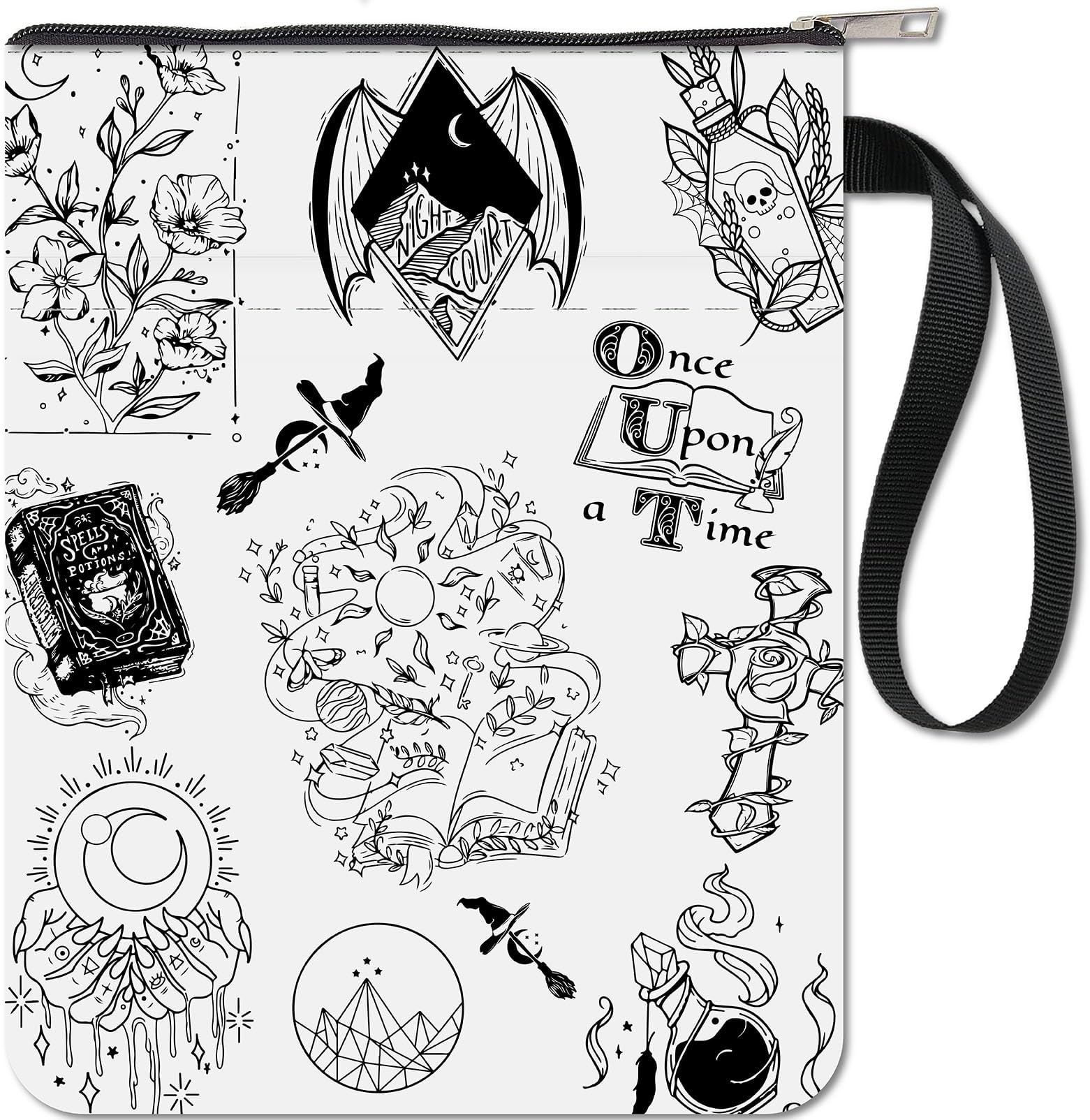 CRASPIRE Gothic Book Protector Book Covers for Paperbacks Washable Fabric Cloth Book Cover with Zipper and Extra Sleeve Pocket for Book Lovers