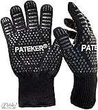 Pateker® Premium Qualität Hitzebeständig EN407 Beglaubigte - 2 Professionelle grillhandschuhe ofenhandschuhe Kochhandschuh Topfhandschuhe Backhandschuh -Men Size