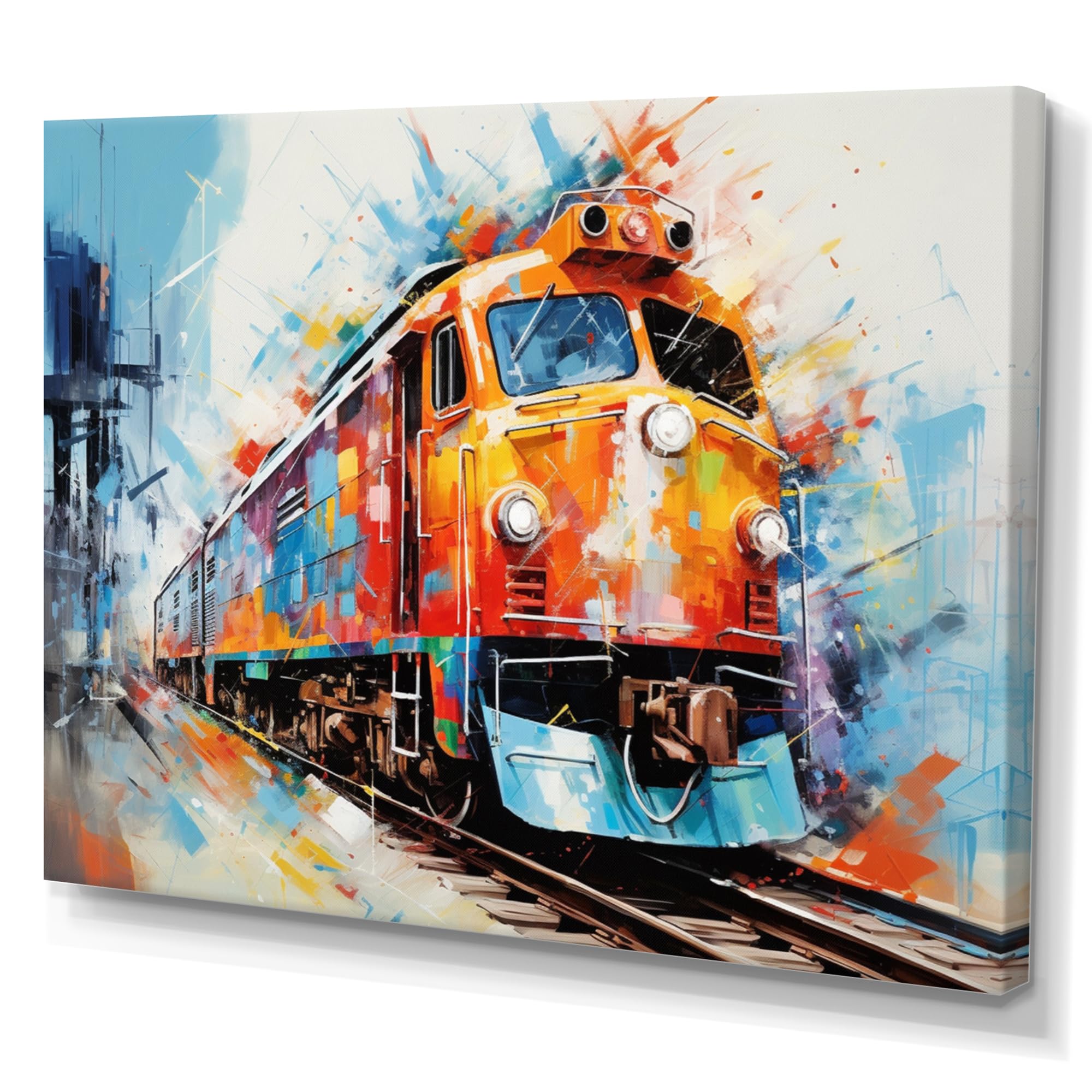 Amazon.com: DesignQ Train Wall Art, modern Train Vibrant Rails