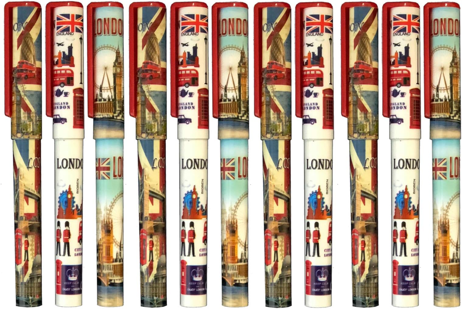 London souvenir Set of 12 Pens London Landmark Cap Pen Union Jack