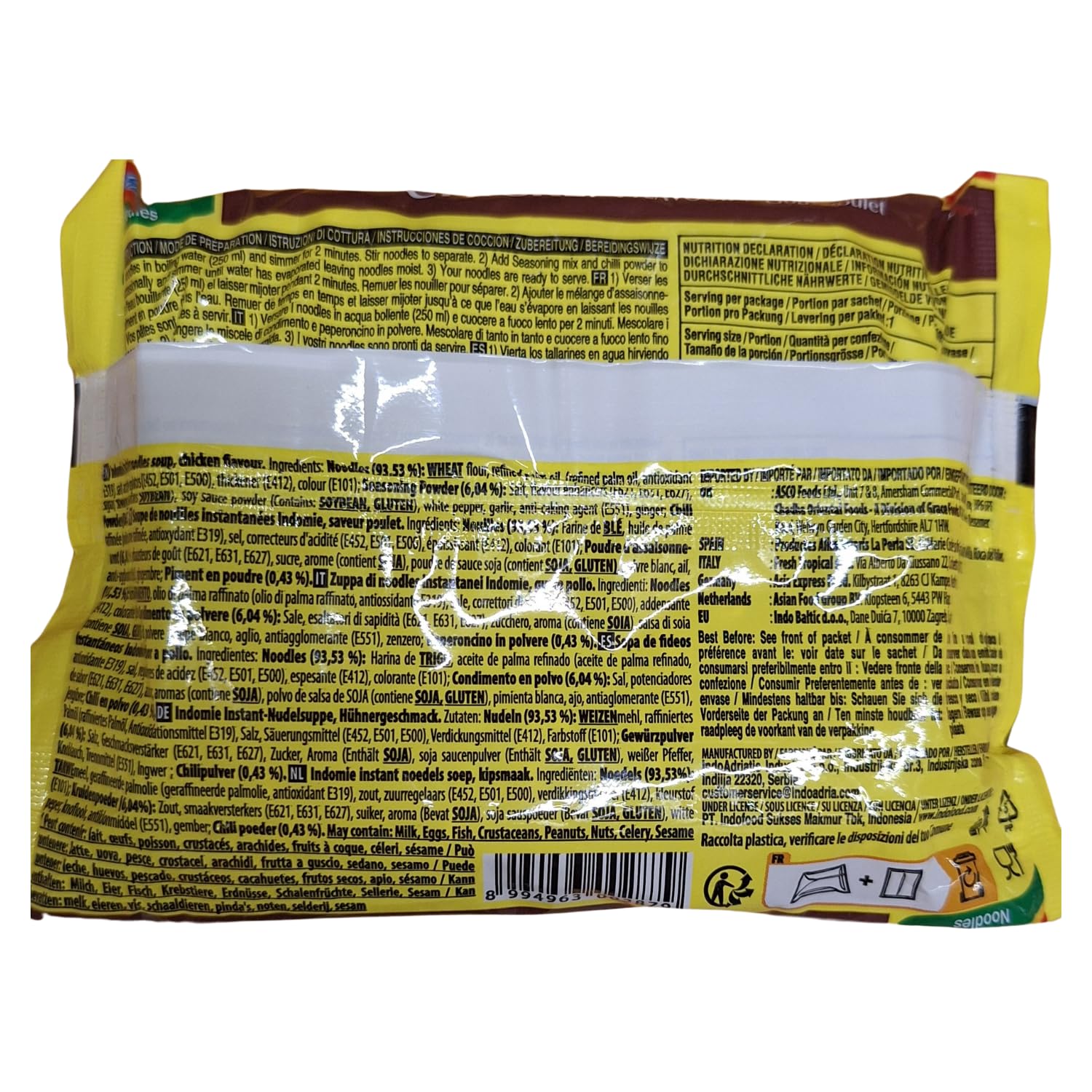 INDOMIE - Fideos instantáneos con sabor a pollo Goût Poulet - Multipack (40 x 70 g)