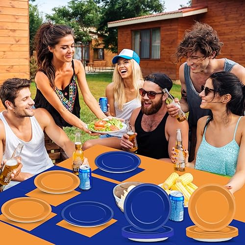 Vista 169 de Qyeahkj Platos de decoración de fiesta de cumpleaños de fútbol, servilletas, suministros de mantel, suministros para 24 invitados, vajilla