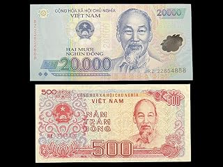 Vietnam 500 & 20000 Dong Banknote Polymer Money UNC Currency Vietnamese