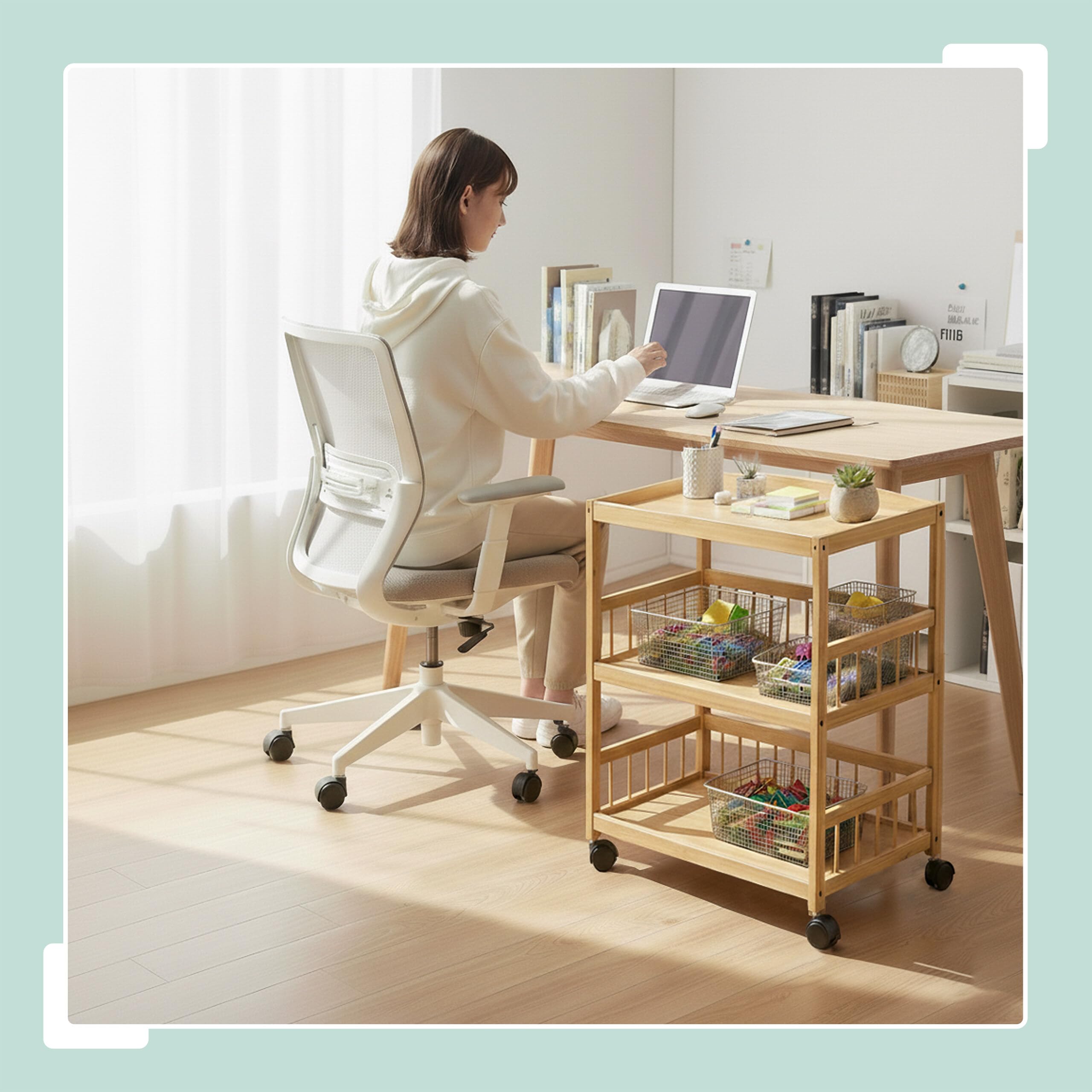 Carrello da Cucina Relaxdays, bambù, 3 Ripiani, per spezie e Alimenti, H x L x P: 80 x 53 x 30 cm, Carrello Naturale