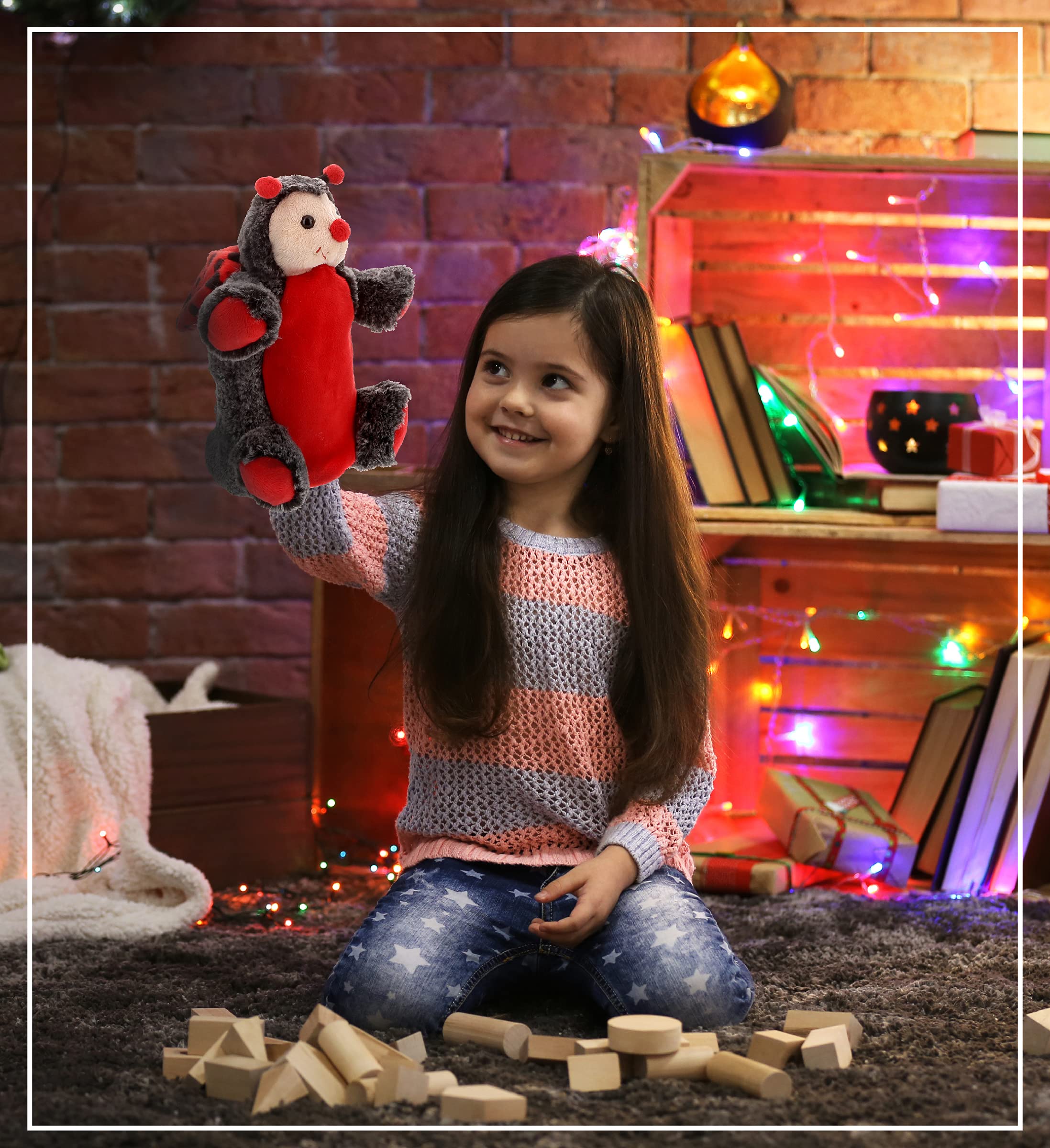 DolliBu Ladybug Plush Hand Puppet for Kids - Soft Plush Stuffed Animal Hand Puppet Toy for Puppet Show Games Puppet Theaters for Kids, Adult Cute Puppets Educational Toy to Teach Children & Toddlers - Image 4