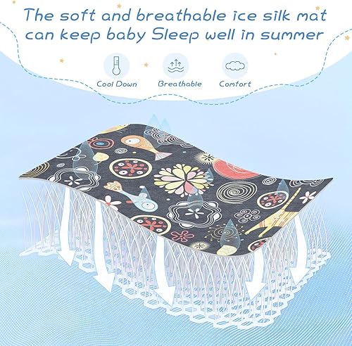 Miniatura 5 de Protector de colchón para cuna de peces y gatos, protector de colchón de refrigeración para minicuna, tapete de juego, almohadilla de enfriamiento