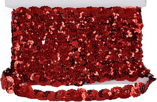 Miniatura 3 de Sequin Trim 1 pulgada de ancho no elástico para artes y manualidades, rollos de 10 yardas, rojo (BQ-301-22 RED)