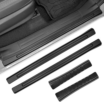 4PCS Door Sill Protector Compatible with Subaru 2025 Forester Accessories Matte Black ABS Plastic Material Auto Door Entry Guards