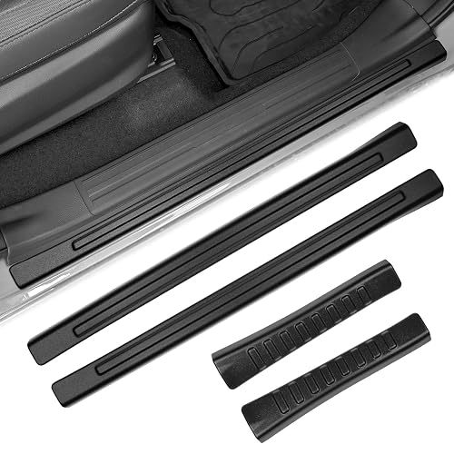 Hugeek 4PCS Door Sill Protector Compatible with Subaru 2025 2026 Forester Accessories Matte Black ABS Plastic Material Auto Door Entry Guards