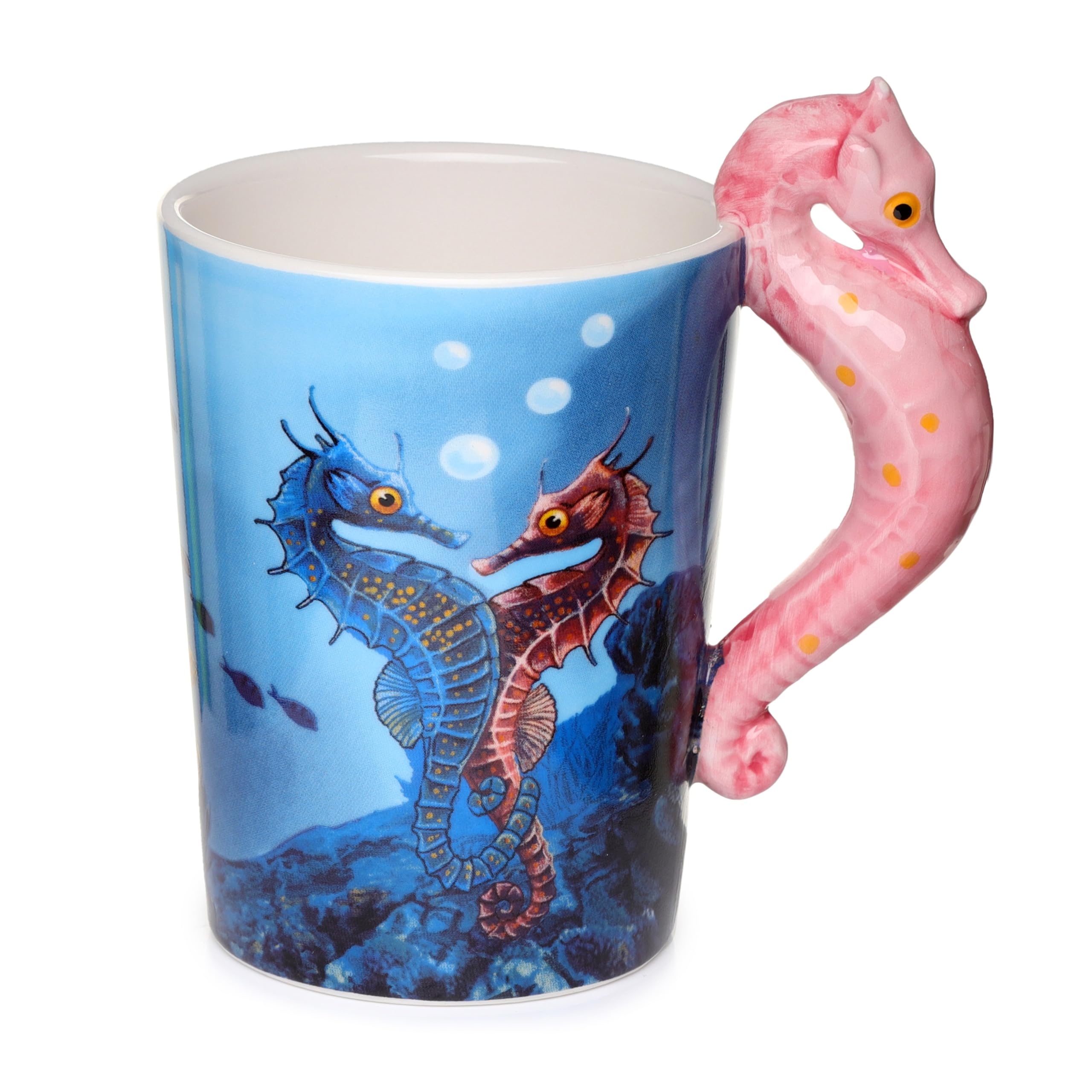 Puckator Lisa Parker uchwyt z konikiem morskim z podwodną naklejką, ceramiczny, mieszany, wysokość 13,5 cm szerokość 12 cm średnica 8,5 cm
