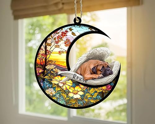 Miniatura 280 de Chow Chow Dog Memorial Suncatcher, adorno de Navidad Chow Chow con nombre, atrapador de pérdida de mascotas, regalos para los amantes de los perros