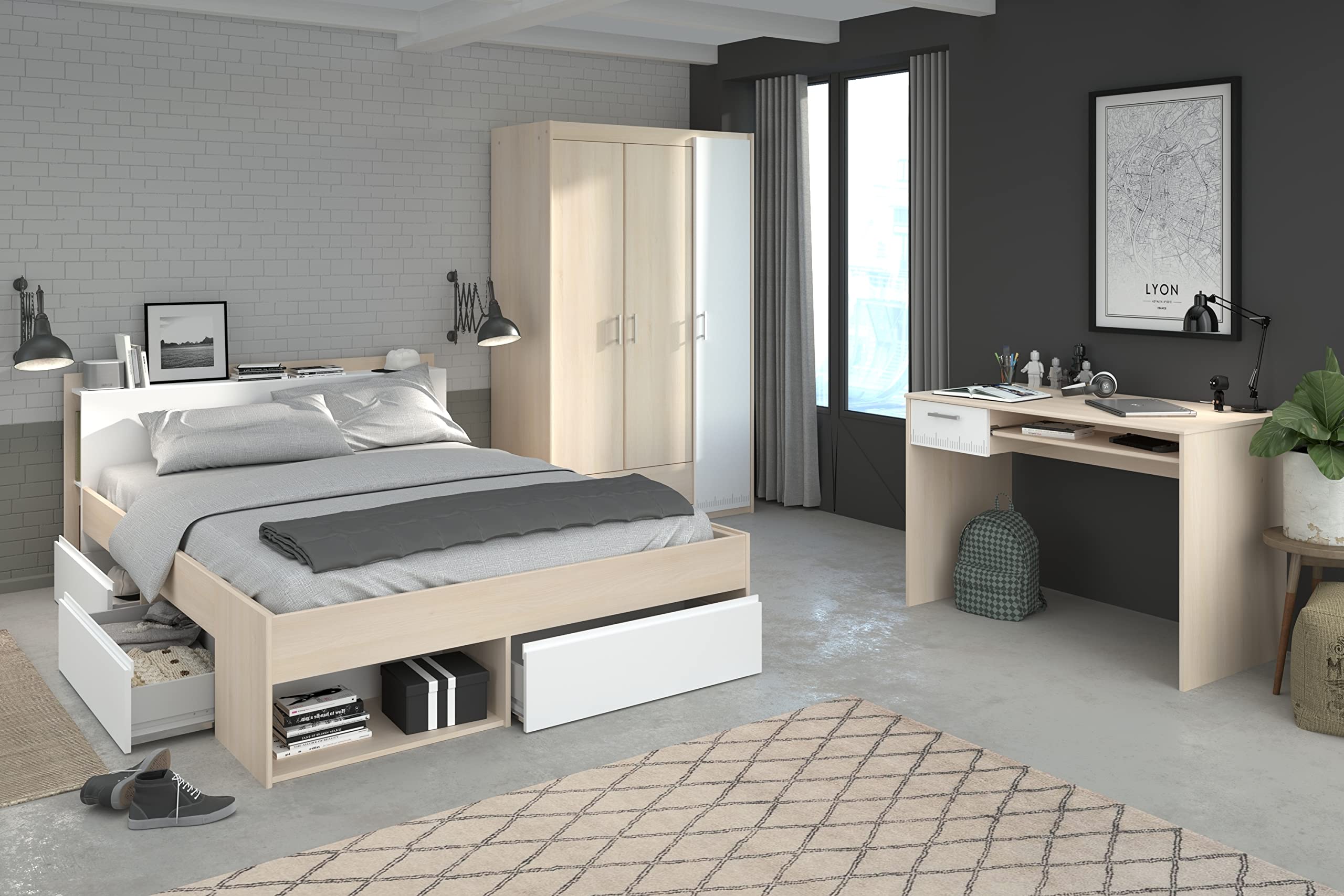 Parisot Schlafzimmer-Set Most 73" Akazie-Weiß
