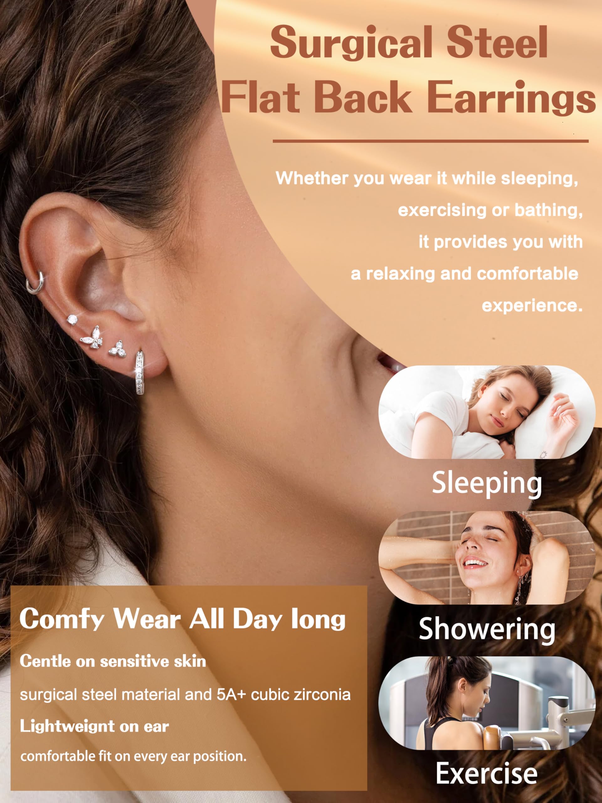 CASSIECA 12 Paia Orecchini Donna Orecchini Acciaio Chirurgico Piercing Orecchio a Cerchio Argento Piercing Helix Trago Conch Piercings Ipoallergenica Multi Piercings Orecchio