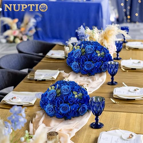 Miniatura 2 de NUPTIO Centros de mesa de flores artificiales para mesas, 2 piezas de flores falsas grandes, bolas de rosas de 15.7 pulgadas de diámetro, ramo de