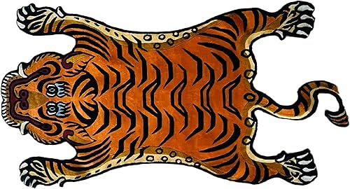 Miniatura 3 de Alfombra de yoga de lana de tigre tibetano nepalí anudada a mano, 100 nudos, hecha a mano en Nepal