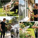 50FT Bâton de jardin extensible avec 10 Buse de pulvérisation, tuyau d'eau léger avec 3-Layers Latex et raccords en laiton massif de 3/4 po, tuyau d'eau flexible rétractable avec sac de rangement, sans Kink