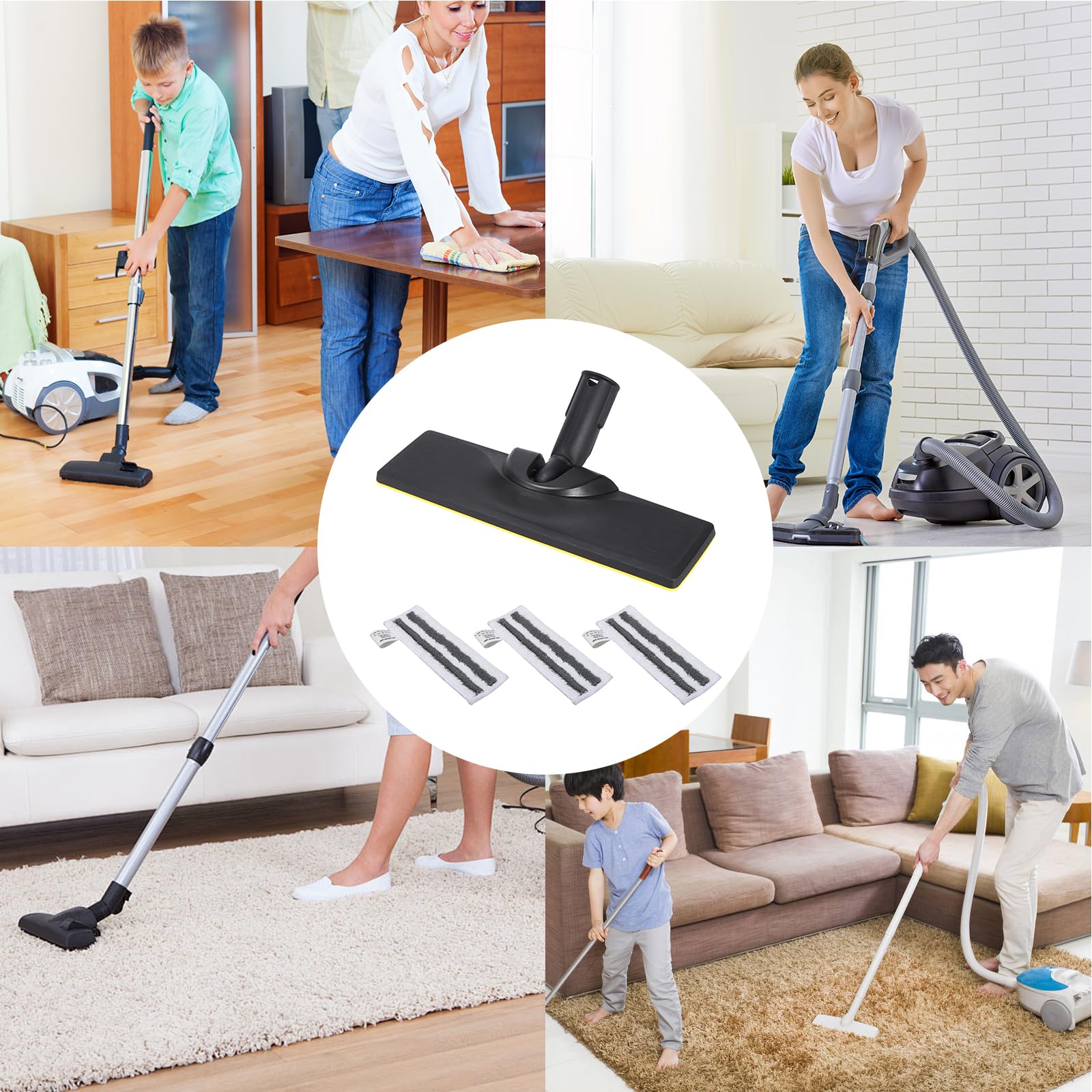 Accesorios para Limpiadores a Vapor para Kärcher SC2 SC3 SC4 SC5, Limpiador de Vapor Cepillo de Piso Conjunto de Boquilla de Piso Limpieza, Incluye 1 Boquilla de Suelo, 2 Paños de Microfibra