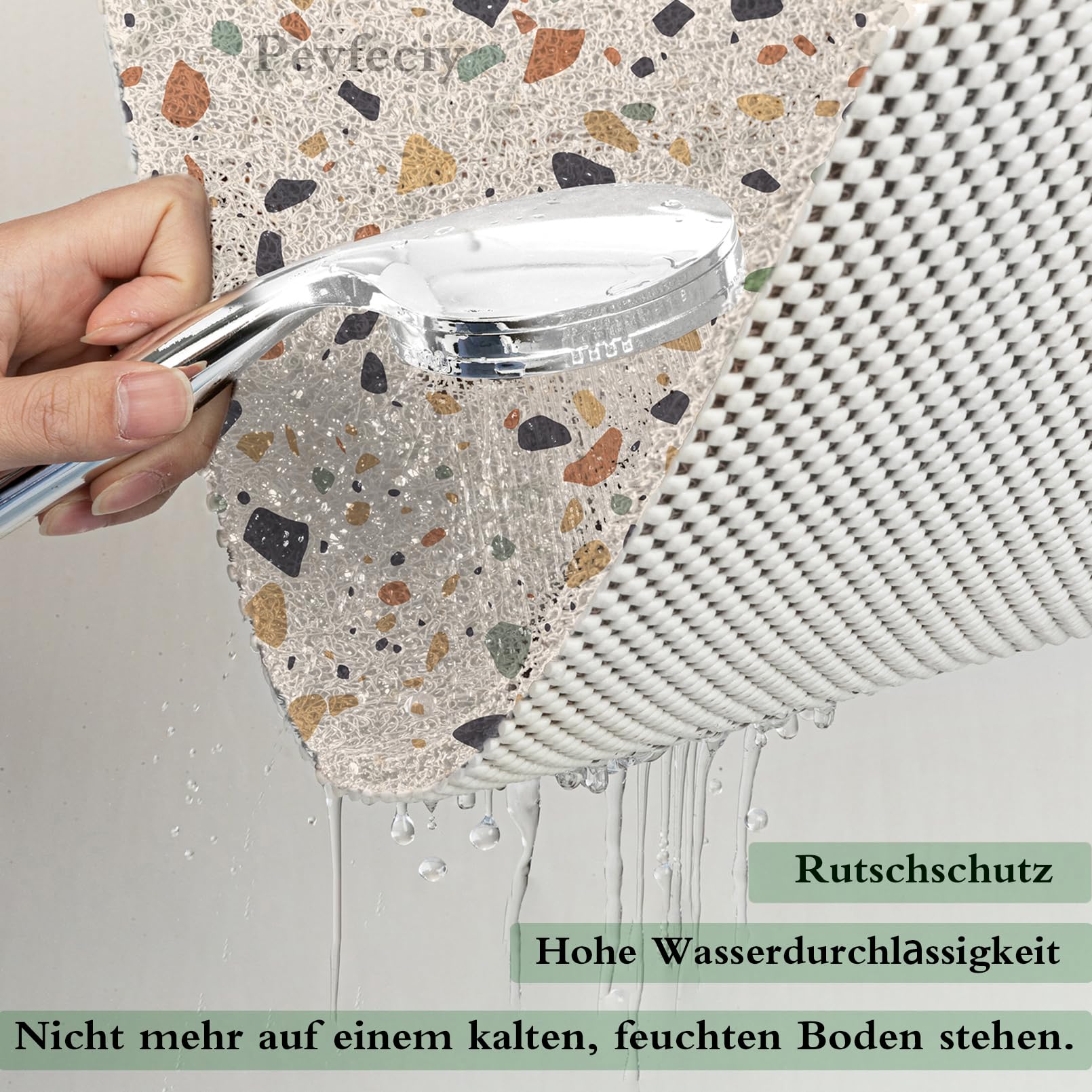 Pedana doccia antiscivolo 90x90 Surfing pattern Tappeto doccia antiscivolo Morbido e confortevole PVC Adatto bagni moderni, Alta permeabilità all'acqu