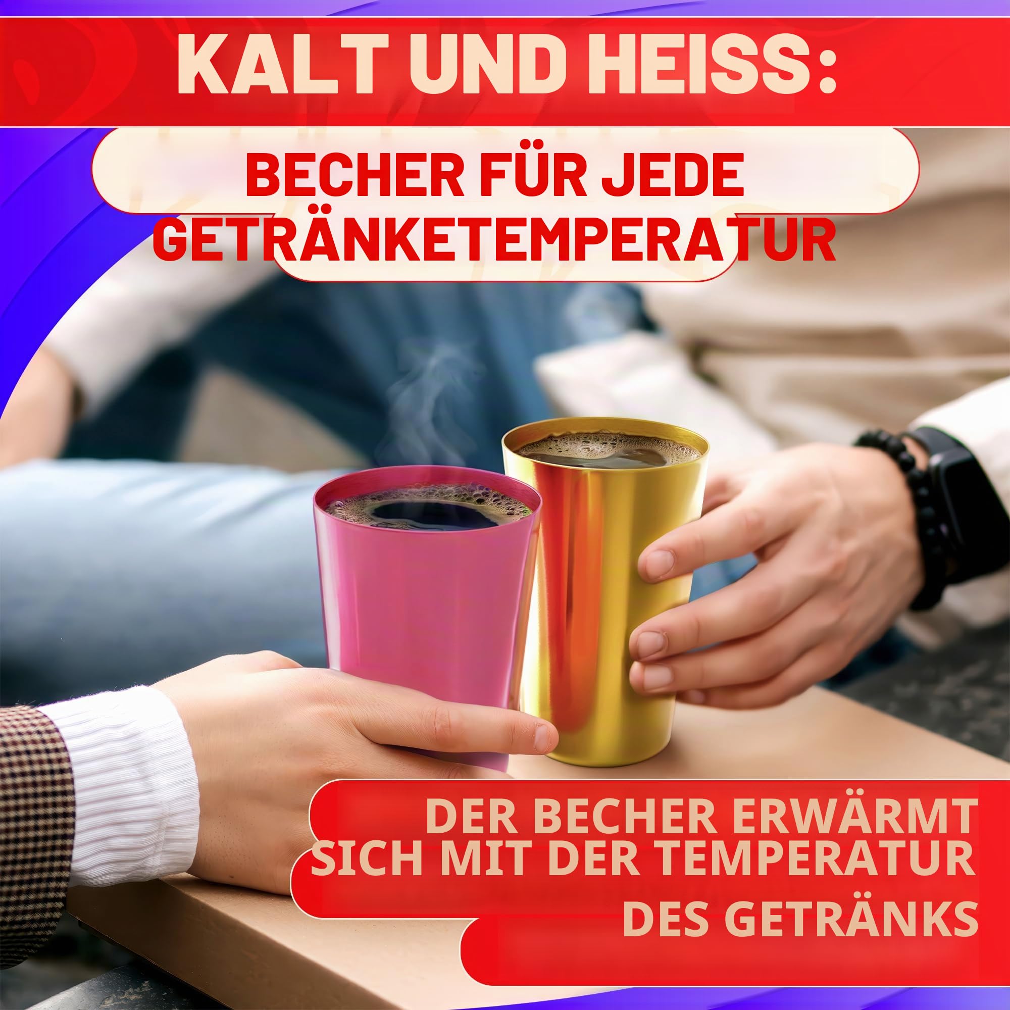 Wiederverwendbare Aluminiumbecher, 425 ml, 6 Stück, Metallbecher zum Trinken, bunte Metallbecher, Trinkgläser, eloxiertes Aluminium, ideal für Partys, Camping, heiße und kalte Getränke, nur Handwäsche