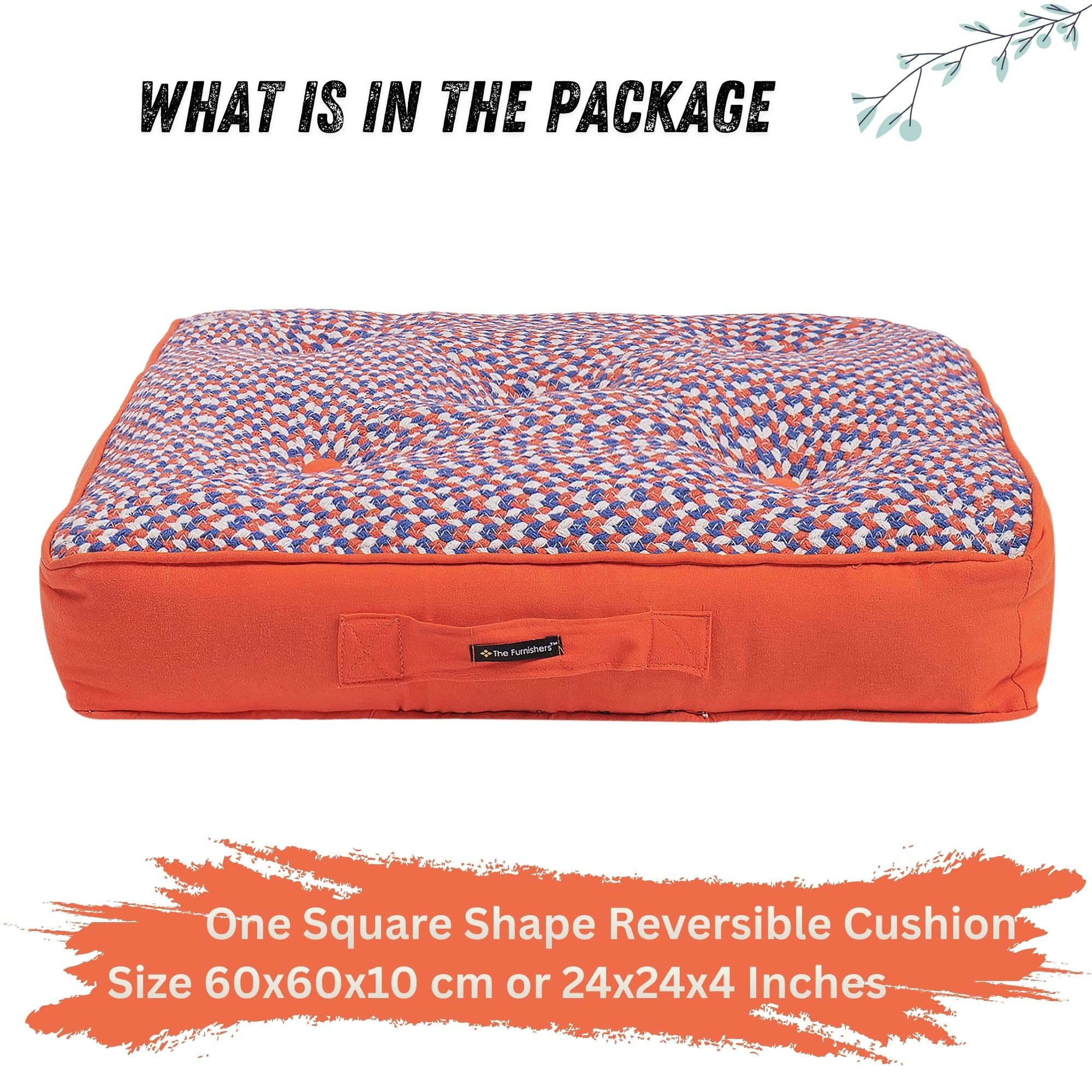 Orange Woven Floor Cushion - Cozy Seating & Meditation -8