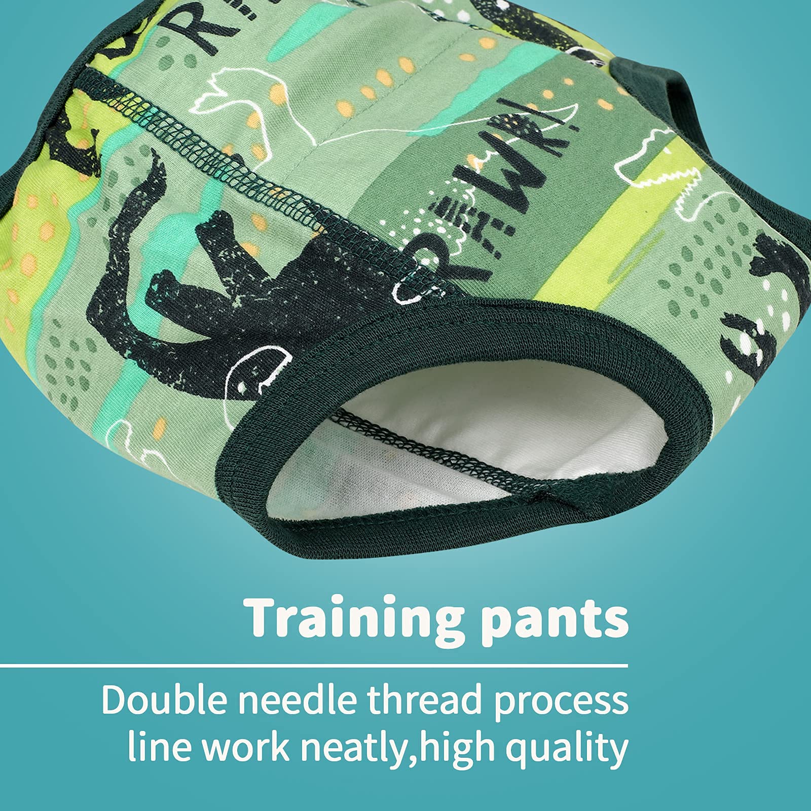 FLYISH DIRECT Potty Training Pants for Boys, Reusable Training Pants for Toddlers, 8 Packs of Absorbent Potty Underwear for Daytime Toilet Training, Green Dinosaur, 6 Years — view 6